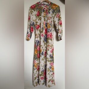 Zara white vintage colorful floral dress XS NWOT